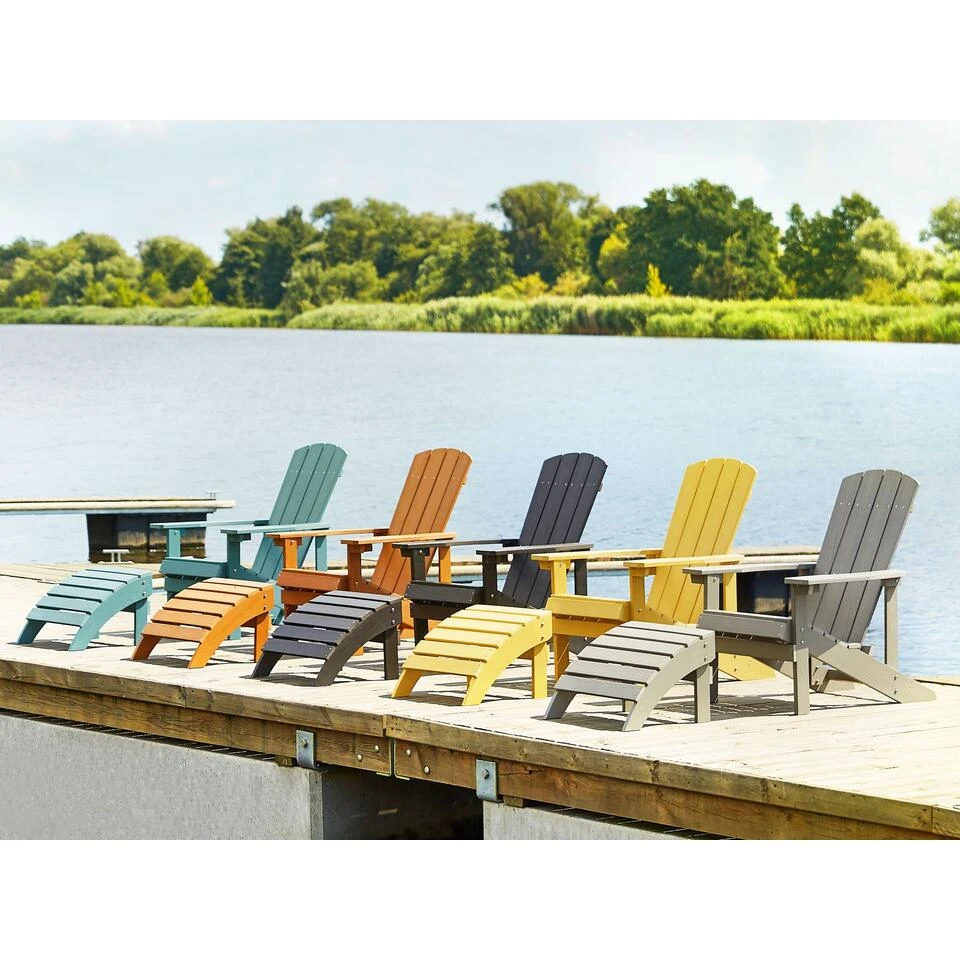 Beliani Tuinstoel ADIRONDACK - Lichte Houtkleur Kunsthout - Afbeelding 2