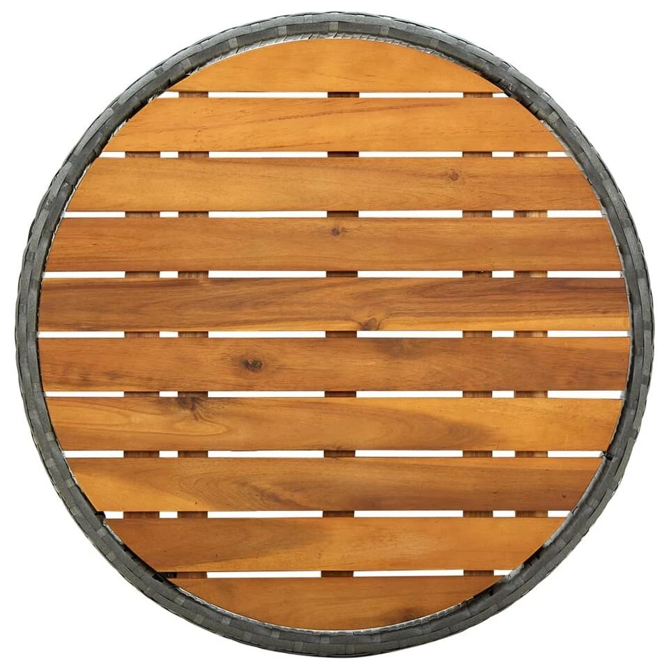 VidaXL Tafeltje 60 Cm Poly Rattan En Massief Acaciahout Grijs - Afbeelding 4