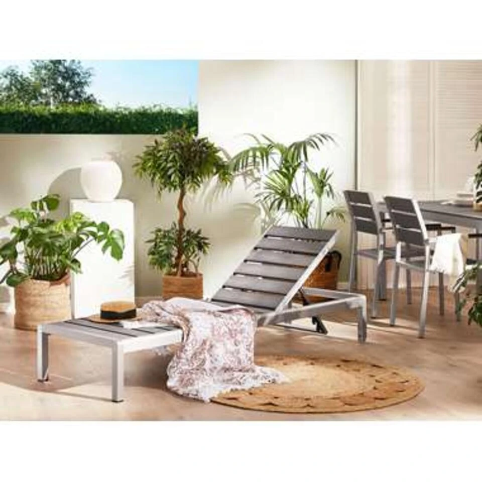 Beliani Tuinligstoel NARDO - Grijs Kunsthout, Aluminium - Afbeelding 3