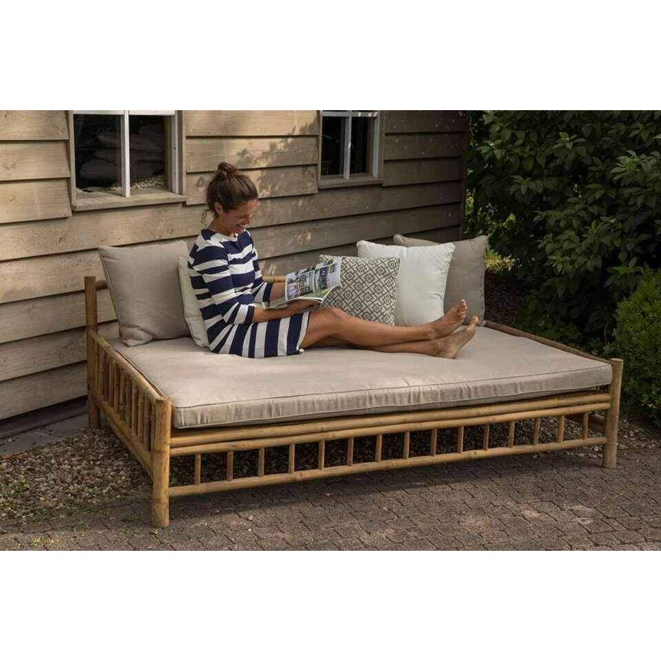 Exotan Bamboe Daybed (incl. Kussens) - Bruin/beige - 201x132x70 Cm - Afbeelding 2
