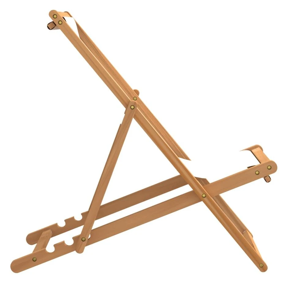 VidaXL Ligstoel 56x105x96 Cm Teakhout Crème - Afbeelding 3