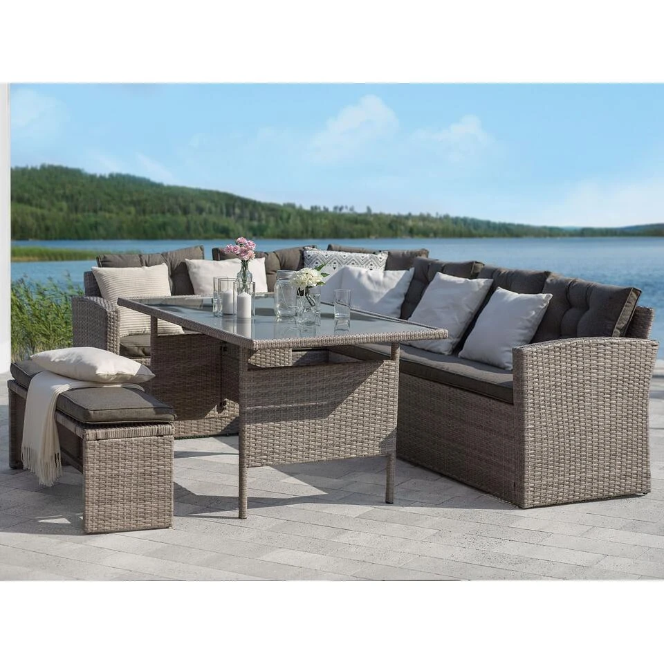 Beliani Tuintafel VITERBO - Grijs Pe Rotan - Afbeelding 4