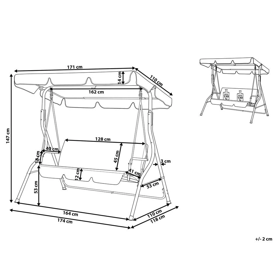 Beliani Schommelbank CHAPLIN - Groen Staal - Afbeelding 2