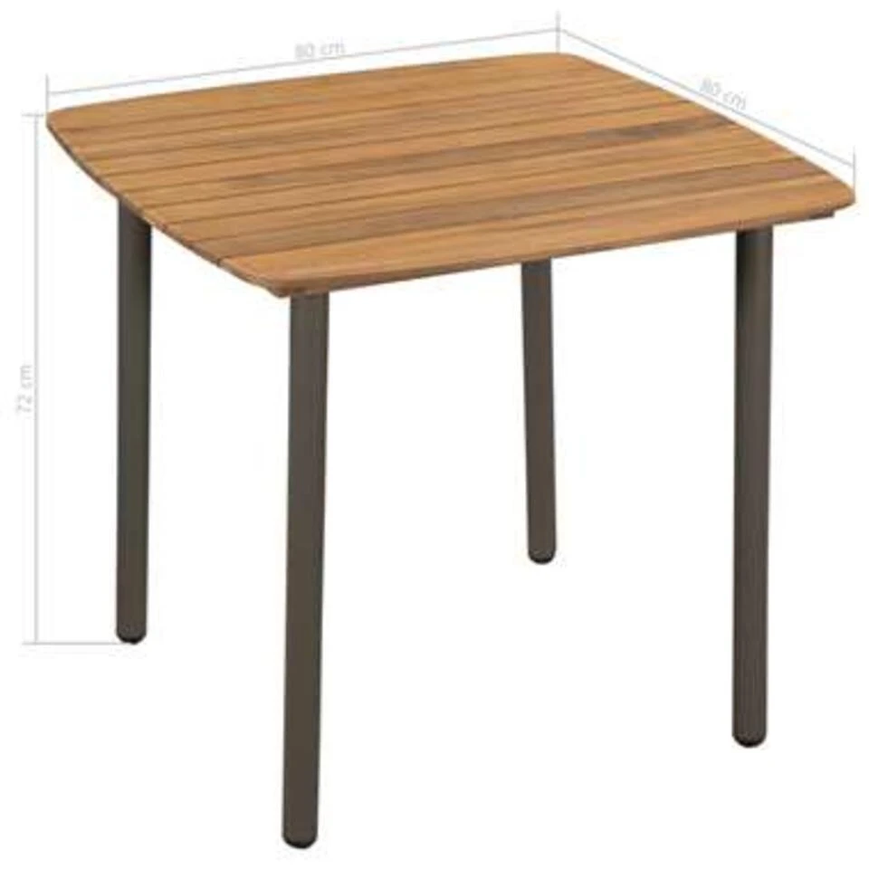 VidaXL Tuintafel 80x80x72 Cm Massief Acaciahout En Staal - Afbeelding 4