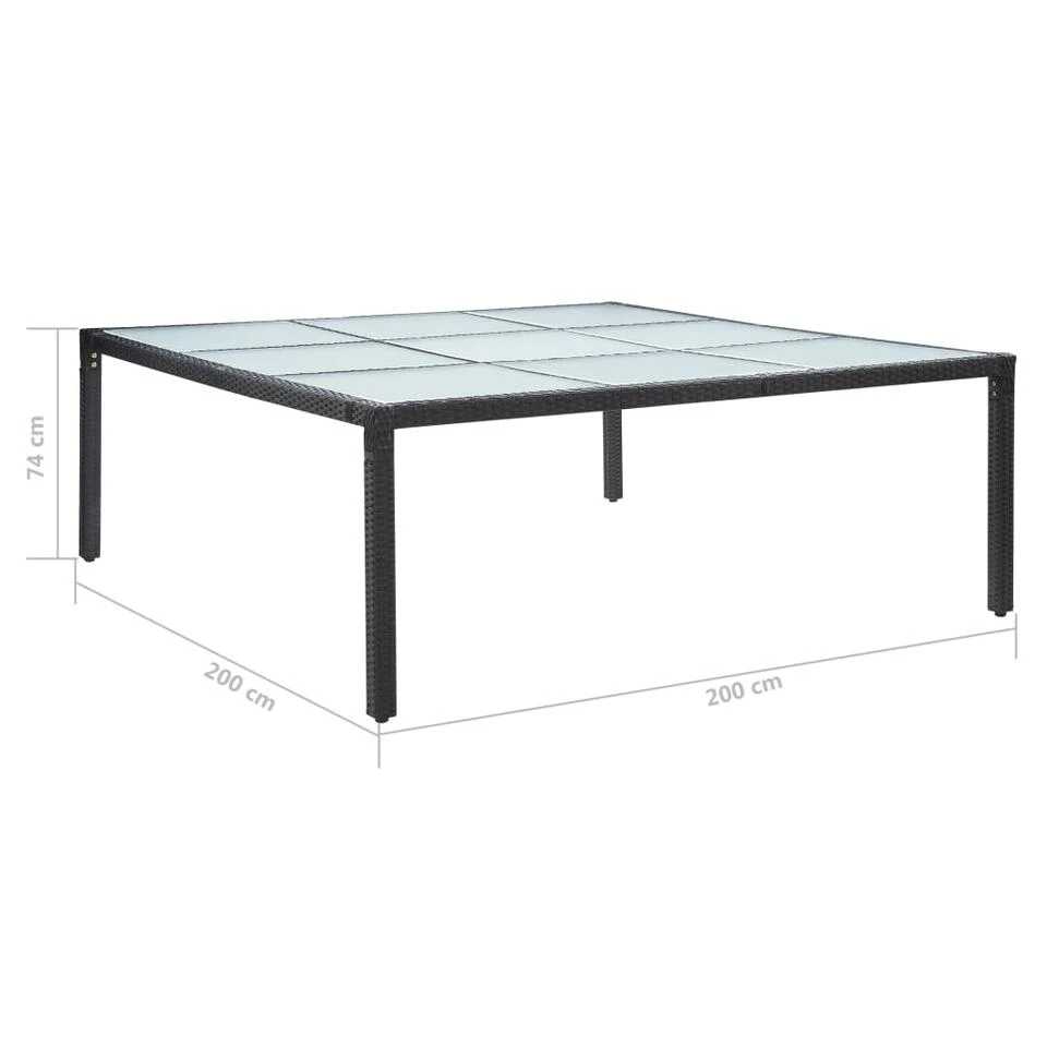 VidaXL Tuintafel 200x200x74 Cm Poly Rattan Zwart - Afbeelding 4