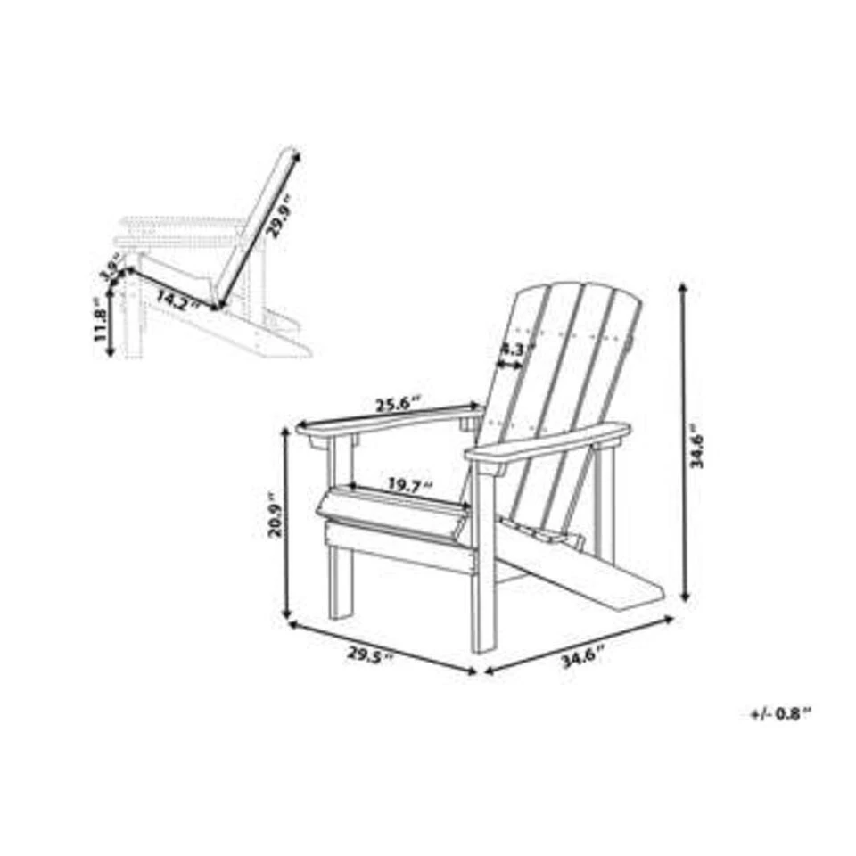 Beliani Tuinstoel ADIRONDACK - Blauw Kunsthout - Afbeelding 3
