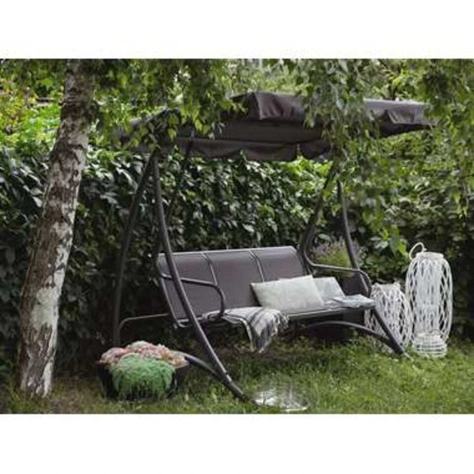 Beliani Schommelbank BOGART - Grijs Polyester - Afbeelding 2