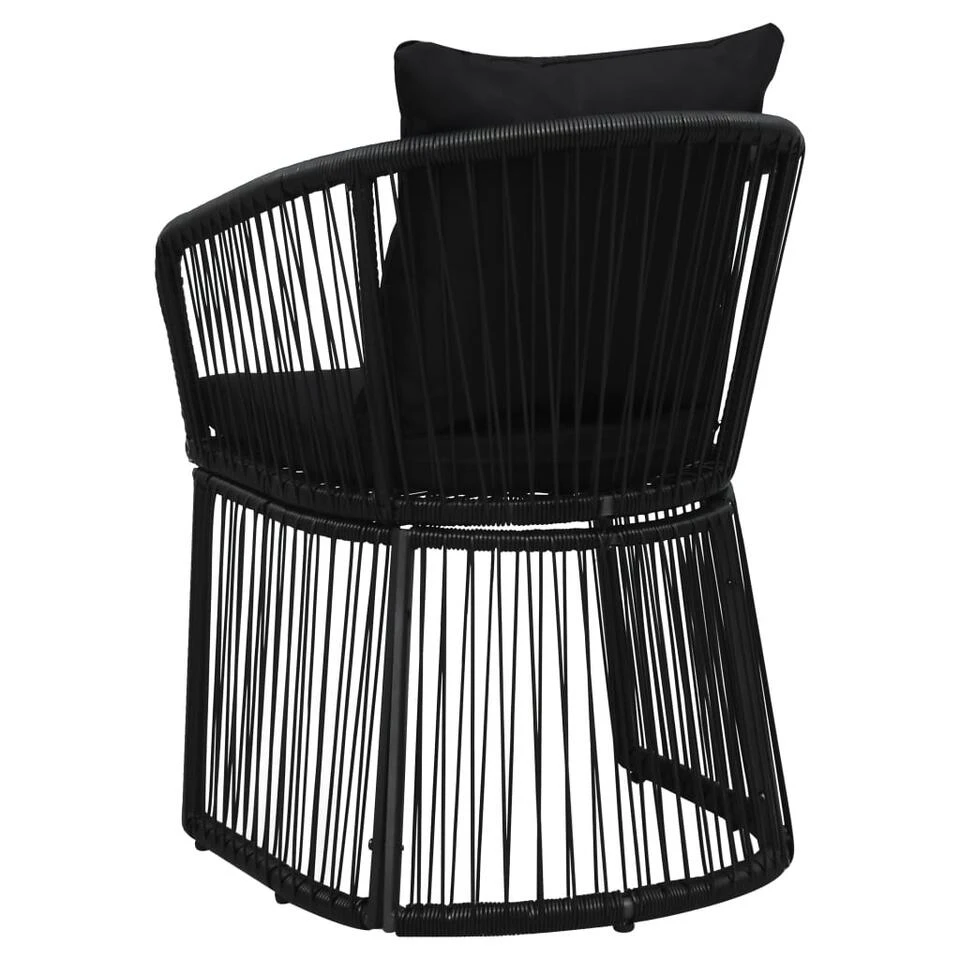 VidaXL Tuinstoelen 2 St Met Kussens PVC-rattan Zwart - Afbeelding 4