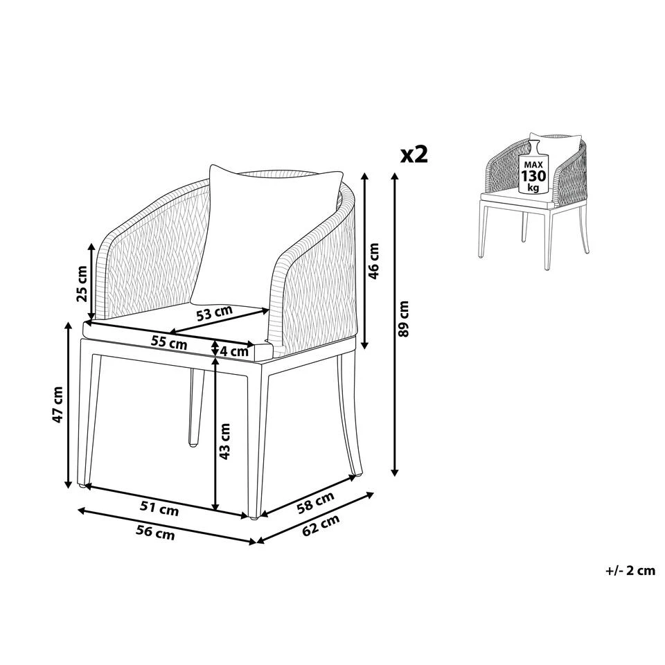 Beliani Tuinstoel LIPARI - Grijs Aluminium - Afbeelding 3