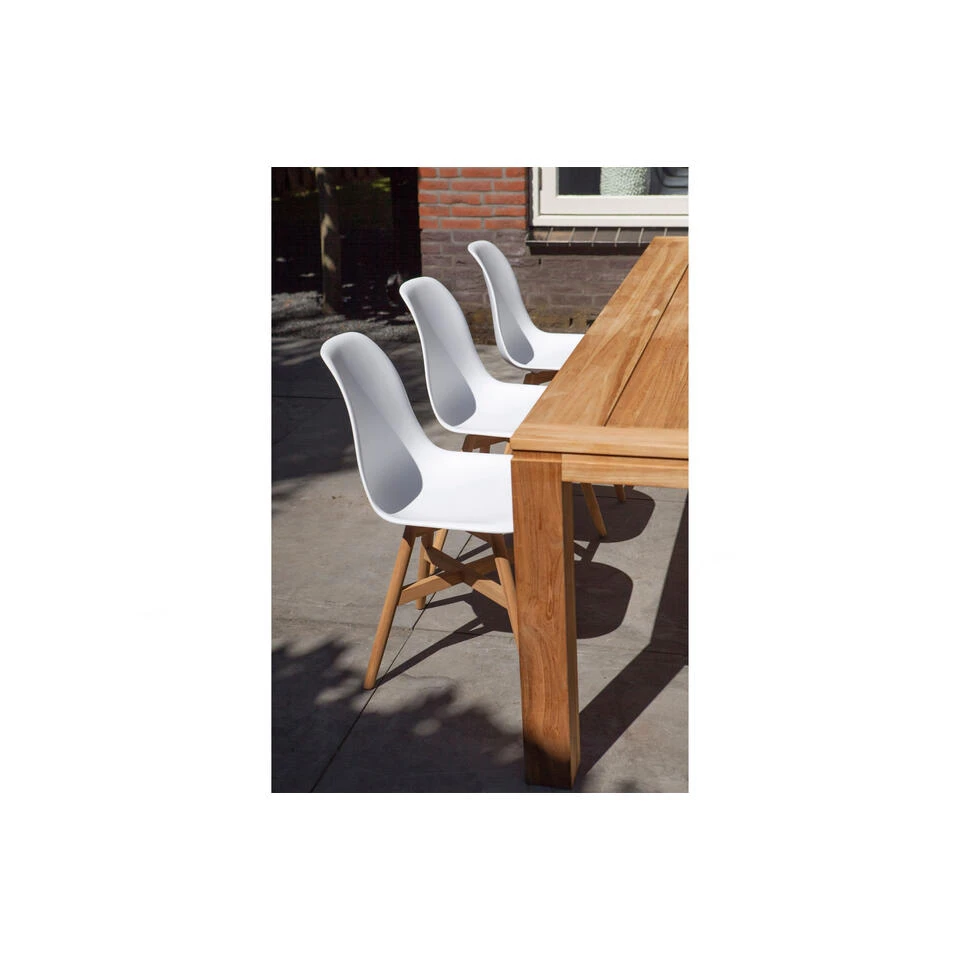 Exotan Tuinstoel Lotus - Teak/Kunststof - Wit - Set Van 2 - Afbeelding 2