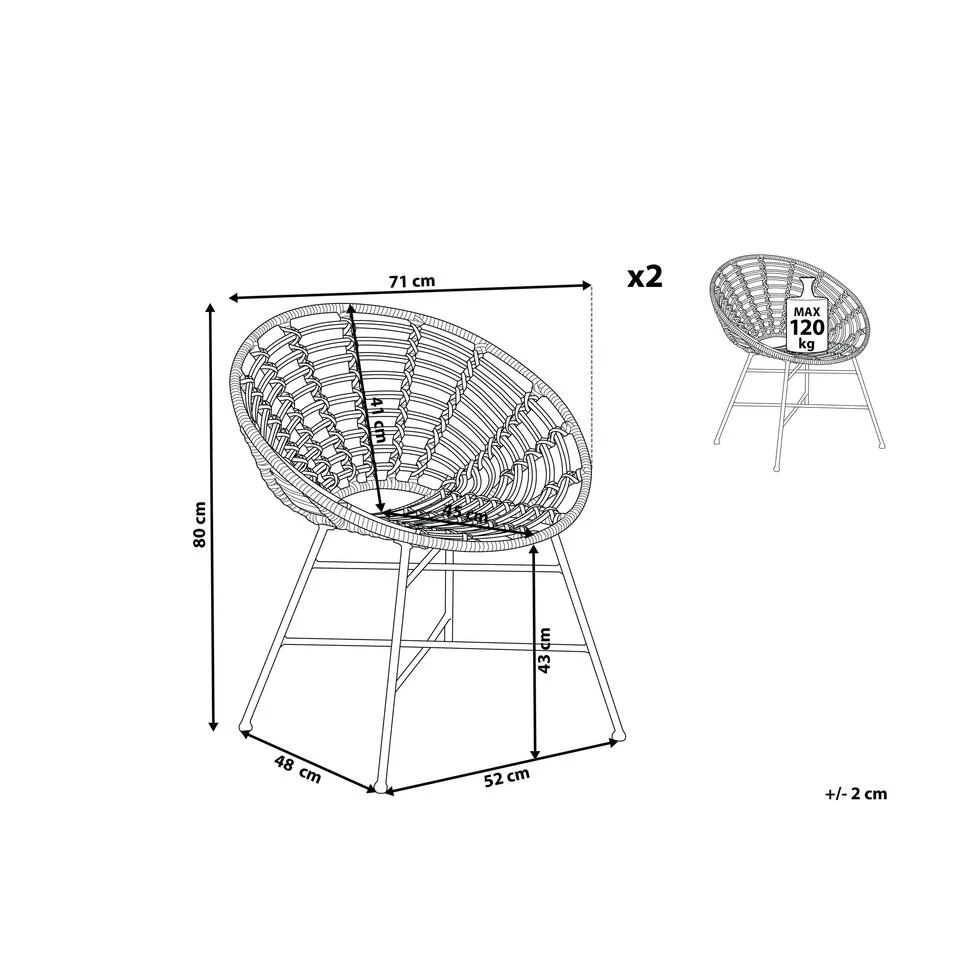 Beliani Tuinstoel ACERRA - Beige Pe Rotan - Afbeelding 2