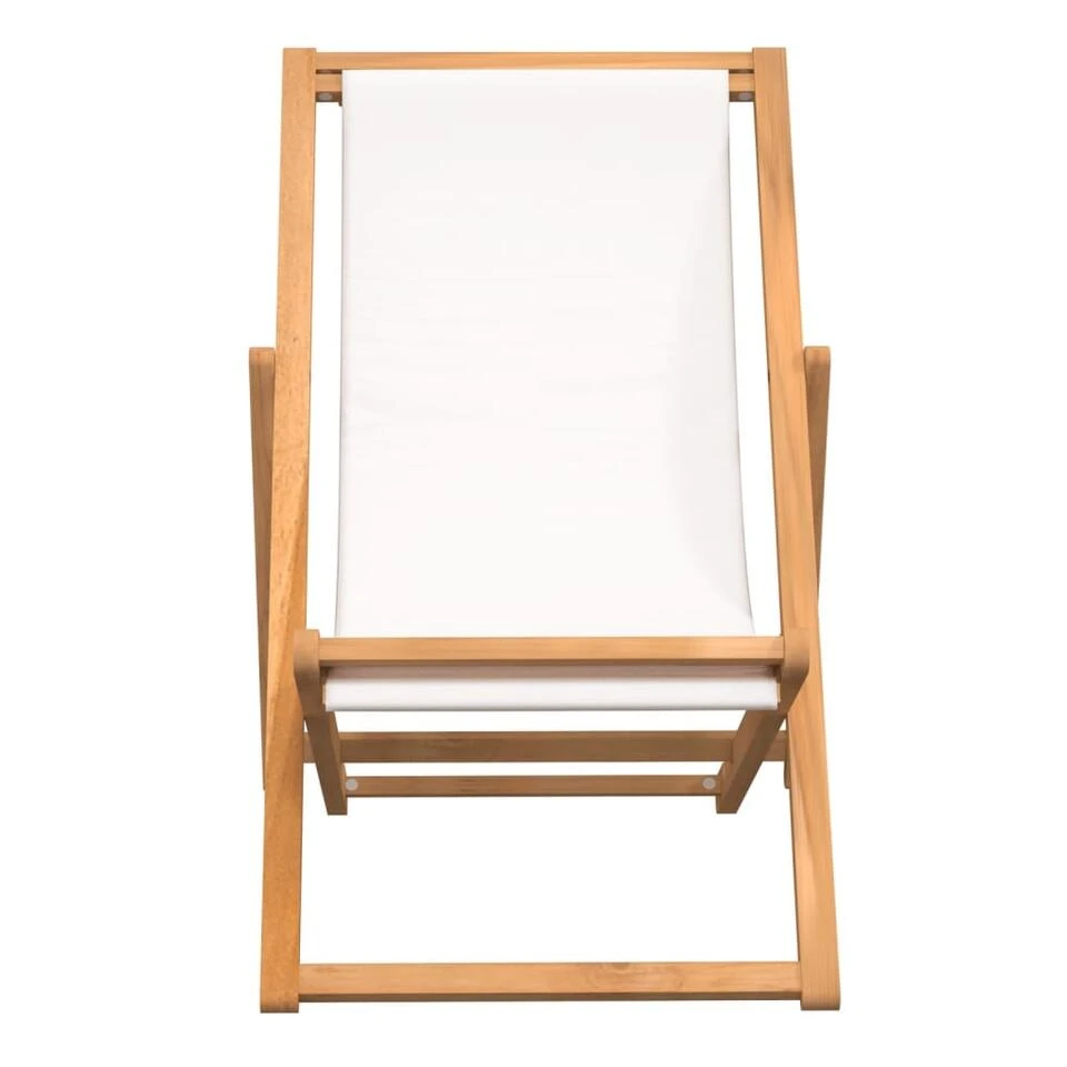VidaXL Ligstoel 56x105x96 Cm Teakhout Crème - Afbeelding 2